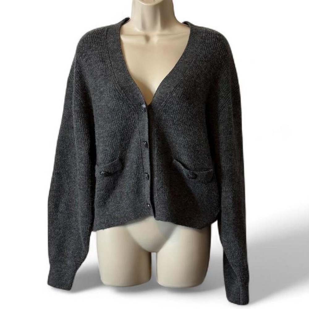 H&M Dark Gray Cropped Cardigan Sweater, Women's Size M